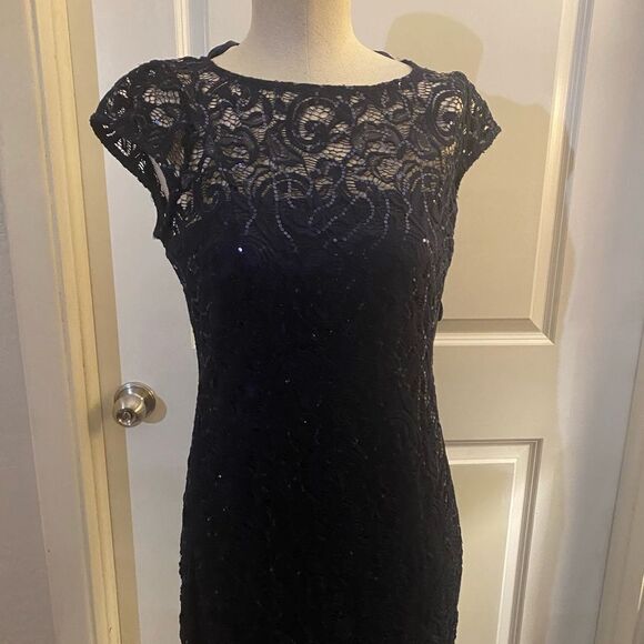 NWT Blu Sage Lace Special occasion Dress Sz 8 Dk Blue - Picture 2 of 6